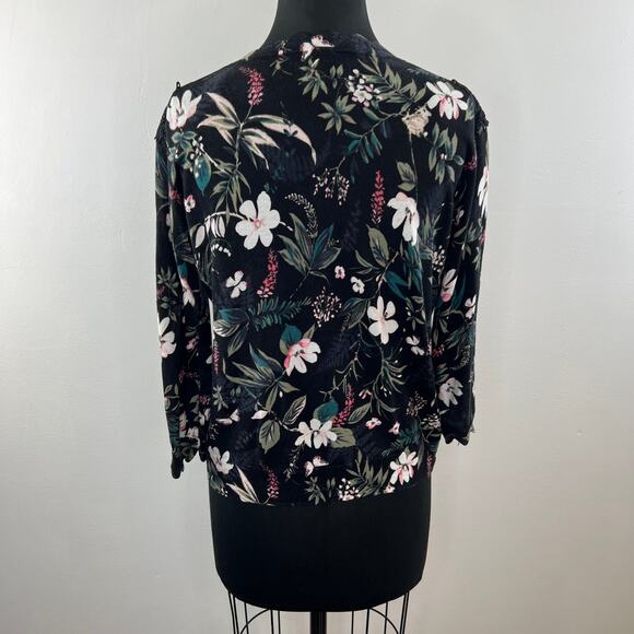KATE SPADE Botanical Pima Cotton 3/4 Sleeve Lace Accent Knit Cardigan Size S - Picture 7 of 9
